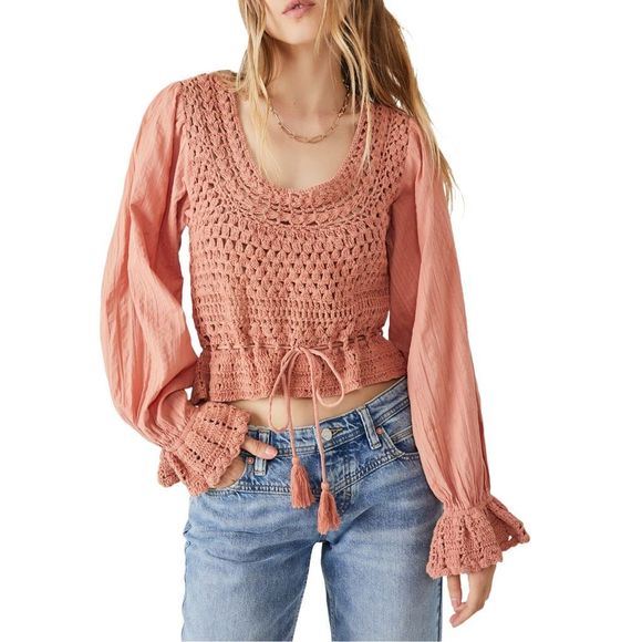 Free People Megan Crochet Top - Size Large - Picture 1 of 7